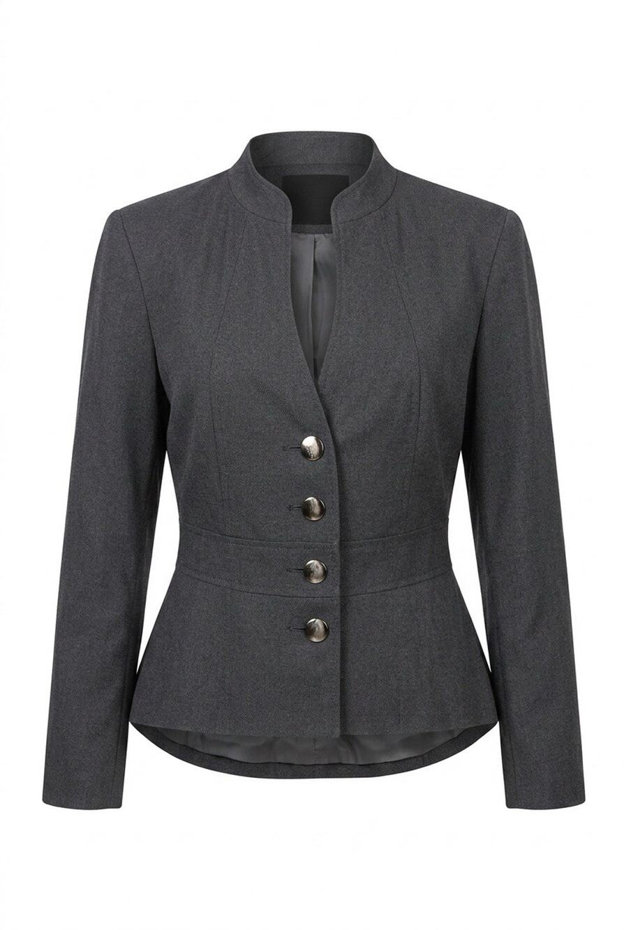 Black Military Style Button Front Blazer Jacket Size 8 Women's Steampunk Goth